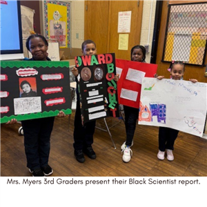 3rd Graders holding science projects.